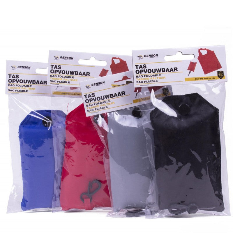 Falttasche TASCHE Faltbare Einkaufstasche ROT, BLAU, SCHWARZ oder SILBER