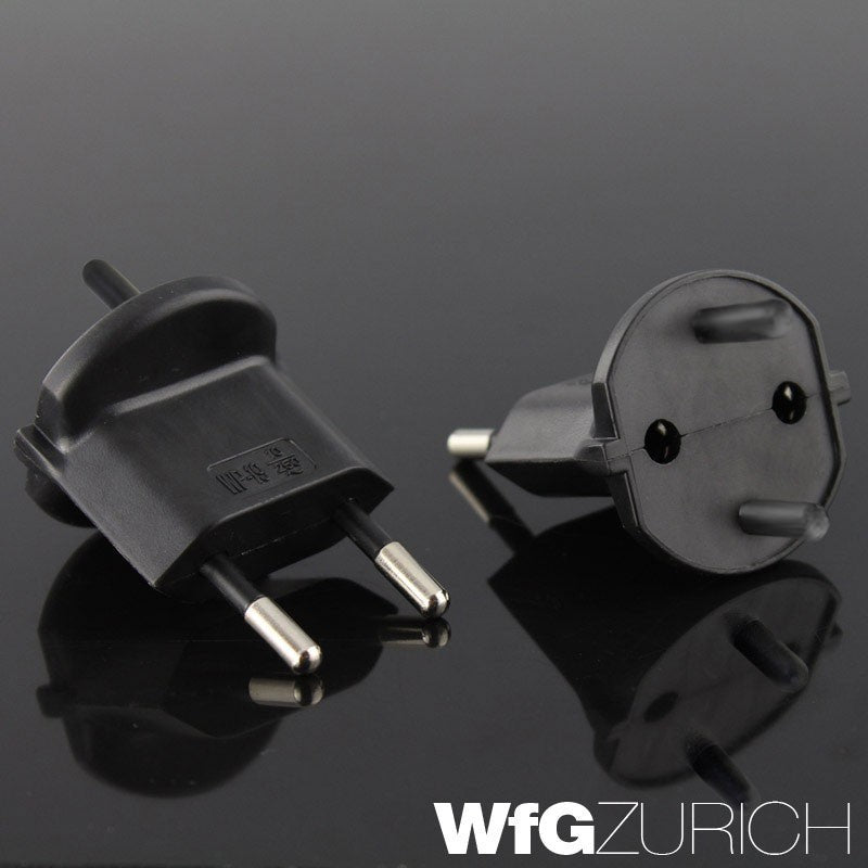 Permanent Fixadapter Fix-Adapter Stecker OHNE Montagehilfe SCHUKO (Typ F CEE 7) zu Schweiz (T11) 2-polig teilisoliert