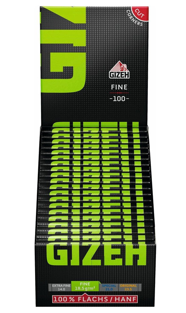 10 × GIZEH Black Fine Magnet Papers Zigarettenpapier Hanf/Flachs Double Window 100 Blatt 68×36mm