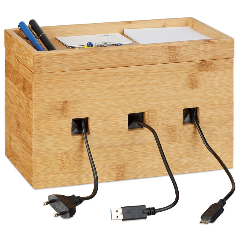 KABELBOX Ladestation Organzier Bambus Holz