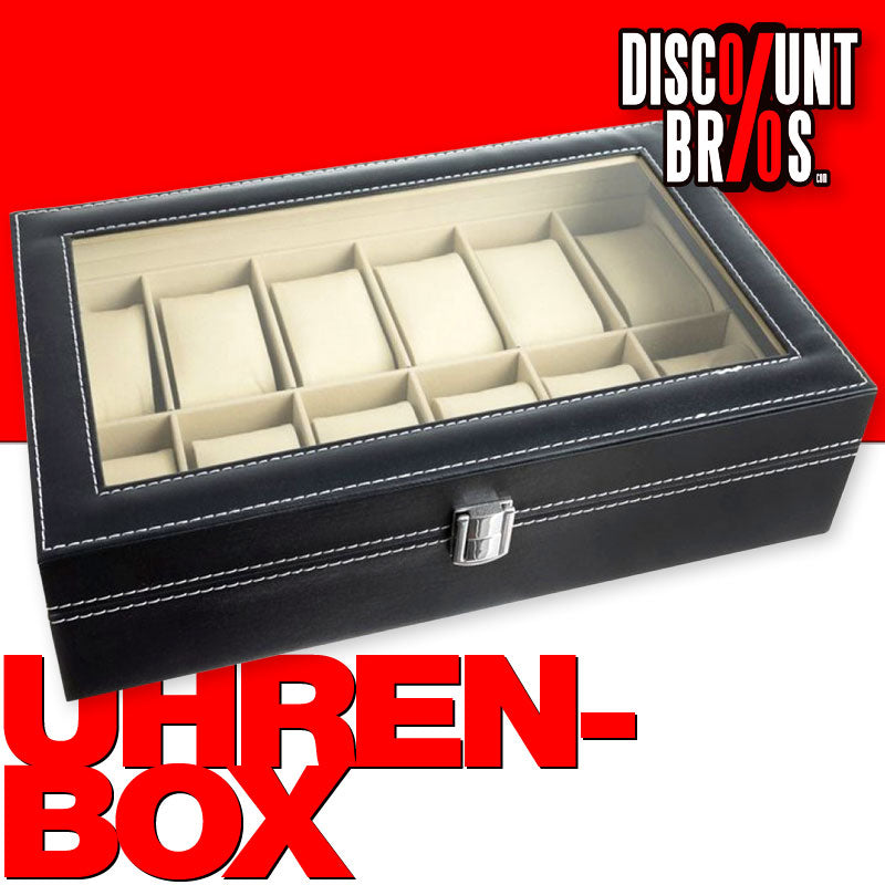 Edle UHRENBOX Schaukasten Uhrenvitrine für 12 Uhren