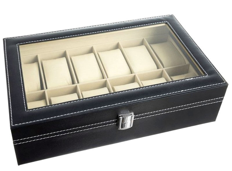 Edle UHRENBOX Schaukasten Uhrenvitrine für 12 Uhren