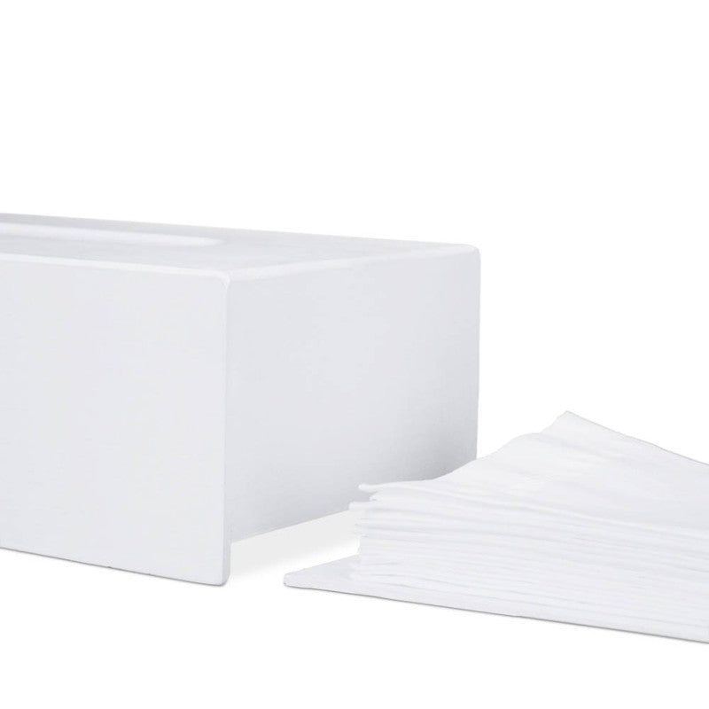 Bambus KOSMETIKTÜCHERBOX ovale Öffnung WEISS 24 cm