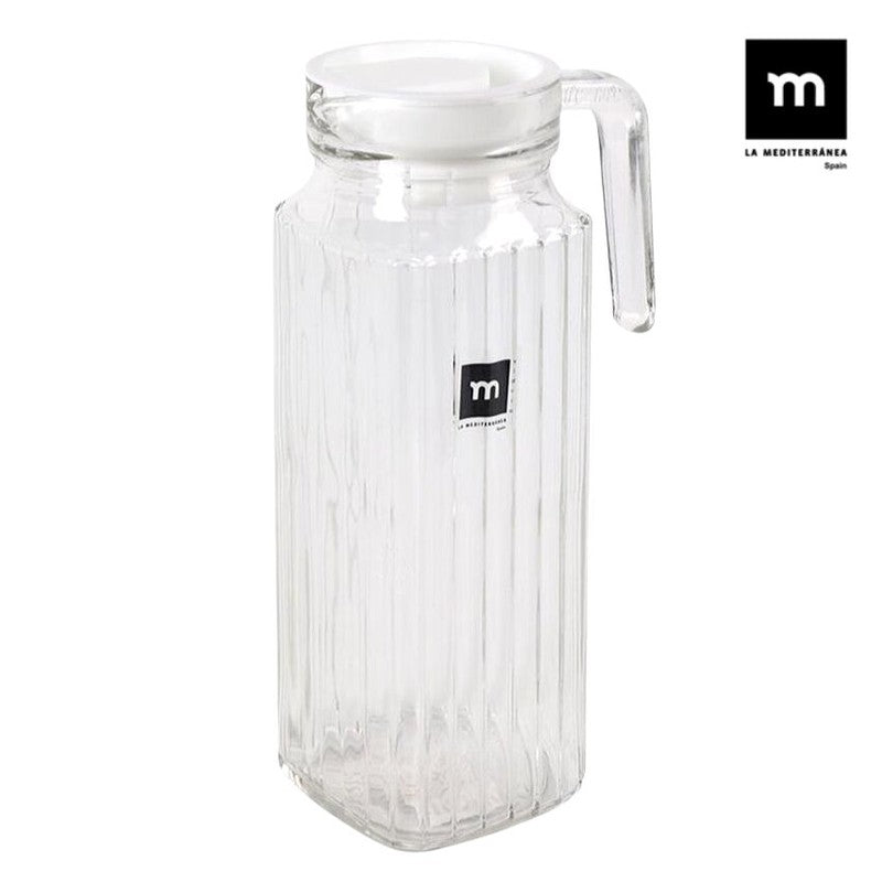 1,1 Liter KÜHLSCHRANK KRUG mit DECKEL Glaskrug Wasserkrug Glaskaraffe Glas von La Mediterránea