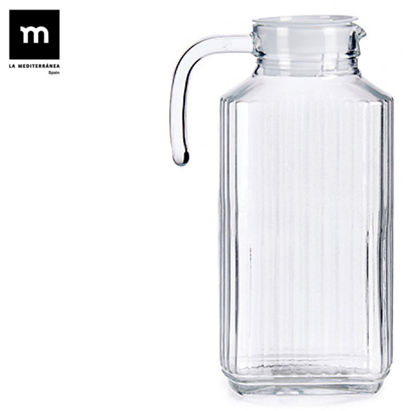 1,8 Liter KÜHLSCHRANK KRUG mit DECKEL Glaskaraffe Glas von La Mediterránea