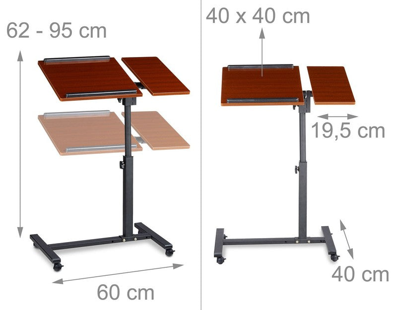 Mobiler Beistelltisch LAPTOPTISCH II Stehtisch Stehpult Notebooktisch MAHAGONI
