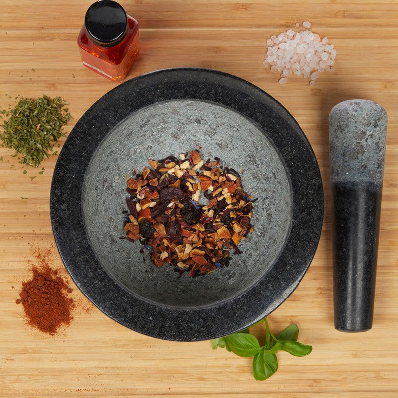 XL MÖRSER mit Stössel aus schwarzem Granit Stein Ø20cm