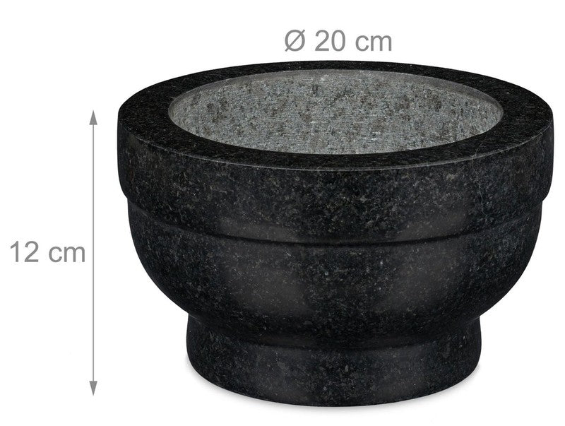 XL MÖRSER mit Stössel aus schwarzem Granit Stein Ø20cm