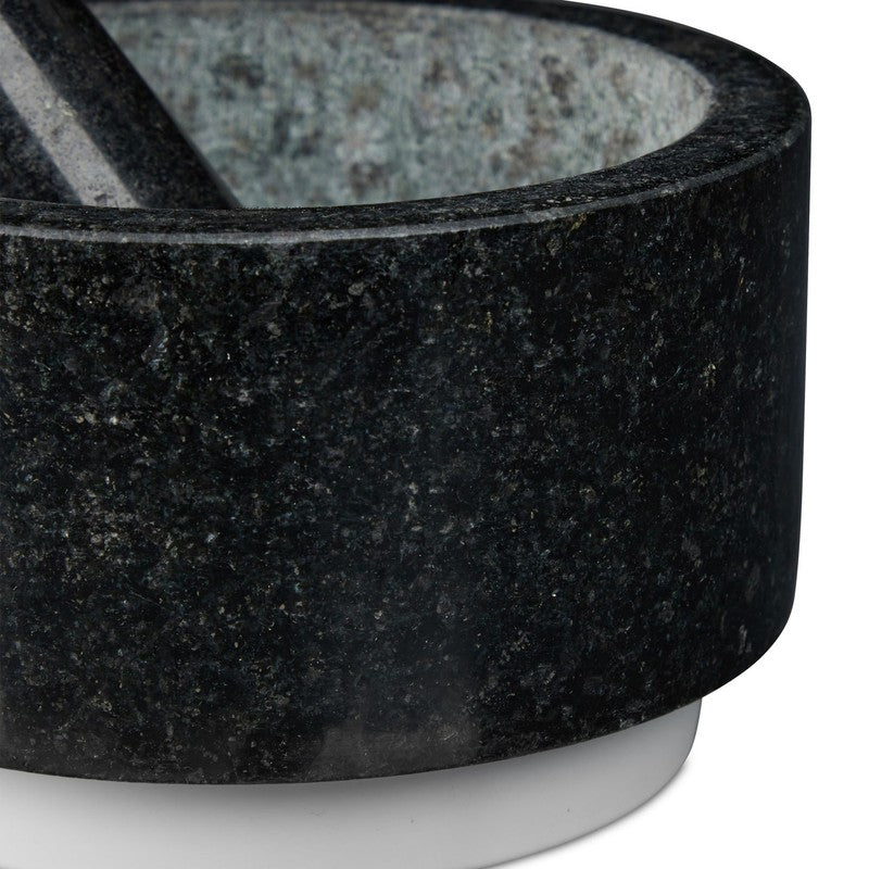 Rutschfester MÖRSER mit Stössel aus Granit Stein SCHWARZ Ø14cm L