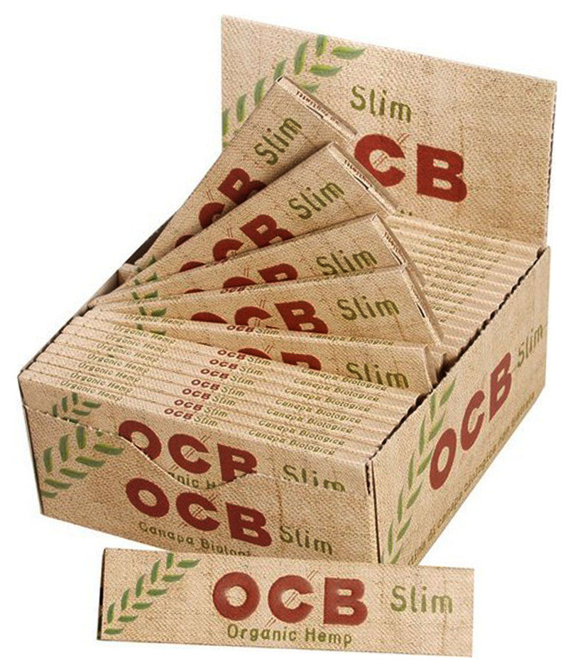 50 × Ungebleichte OCB BIO HEMP Slim Unbleached Papers Zigarettenpapier 32 Blatt 109×44mm