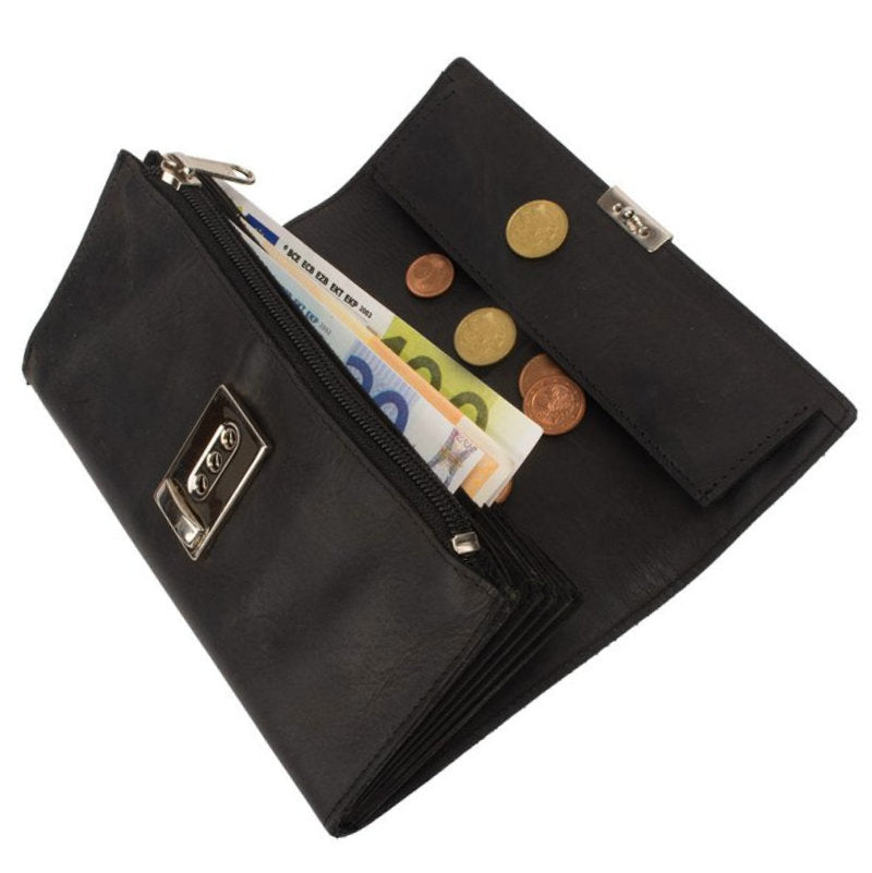 Kellner Service- PORTEMONNAIE Geldbörse aus Wildleder Echtleder SCHWARZ