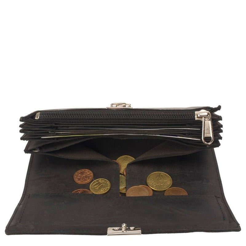 Kellner Service- PORTEMONNAIE Geldbörse aus Wildleder Echtleder SCHWARZ