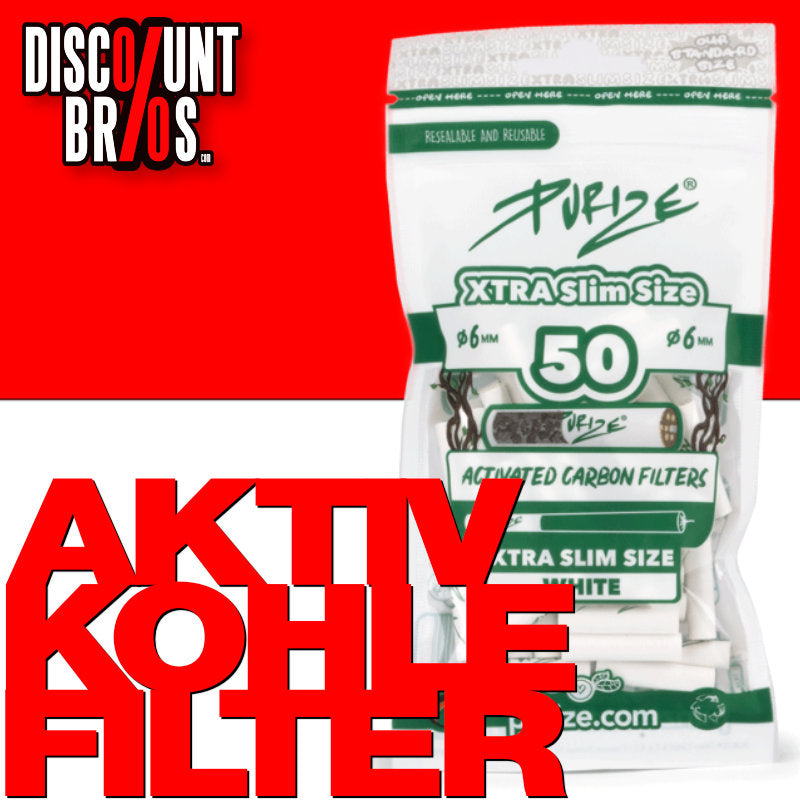 50 Stk. Purize Filter AKTIVKOHLEFILTER 6mm XTRA-SLIM