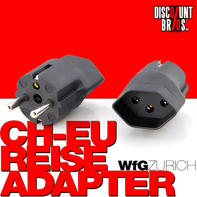 5 Stk. Reiseadapter Übergangs-Stecker Schweiz / CH (T13) > EU / SCHUKO (Typ F CEE 7) SCHWARZ