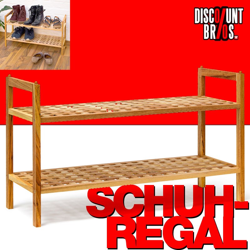 Stapelbares SCHUHREGAL mit 2 Ablagen aus Walnuss Holz