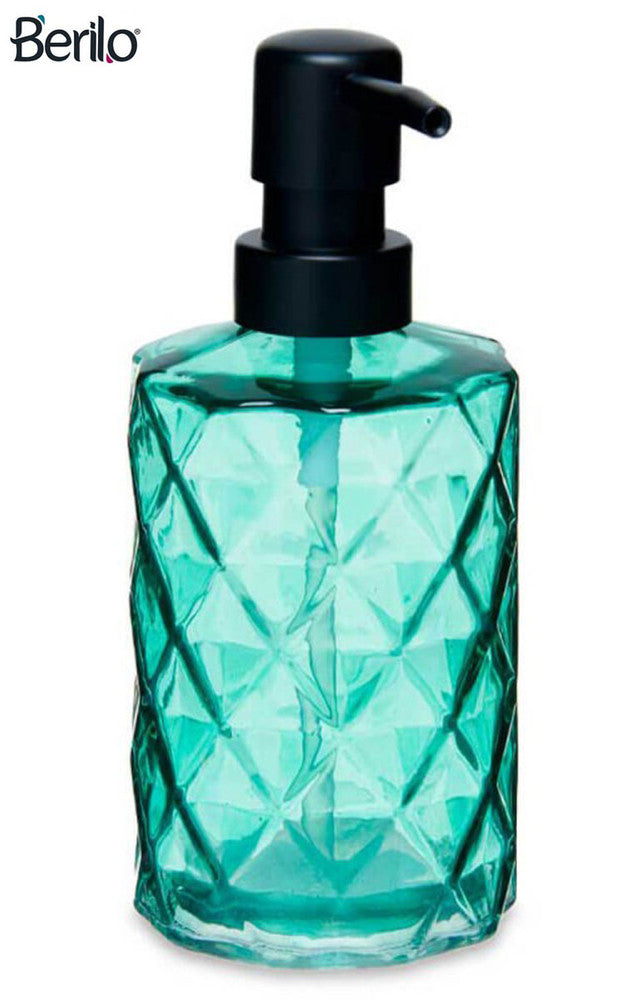 Portionierer Diamant SEIFENSPENDER aus blau-grünerm Glas 410ml