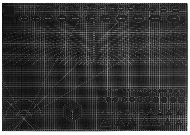 Selbstheilende Schneidematte CUTTING MAT Bastelmatte mit Skala doppelseitig SCHWARZ A1 60×90cm