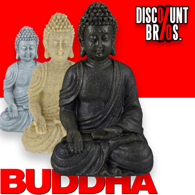 Gartenfigur BUDDHA Figur Statue Dekofigur sitzend aus Kunststein 18cm