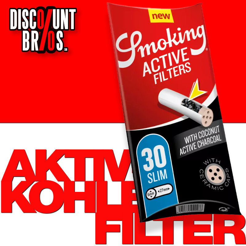 30 Stk. SMOKING ACTIVE Aktivkohlefilter Filter Tips SLIM Ø 6 mm – mild & nachhaltig