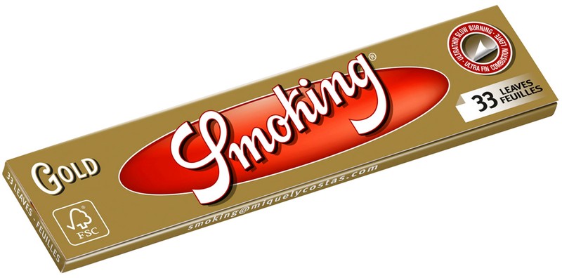 10 × SMOKING GOLD King Size SLIM Papers 33 Blatt Zigarettenpapier 108×44mm