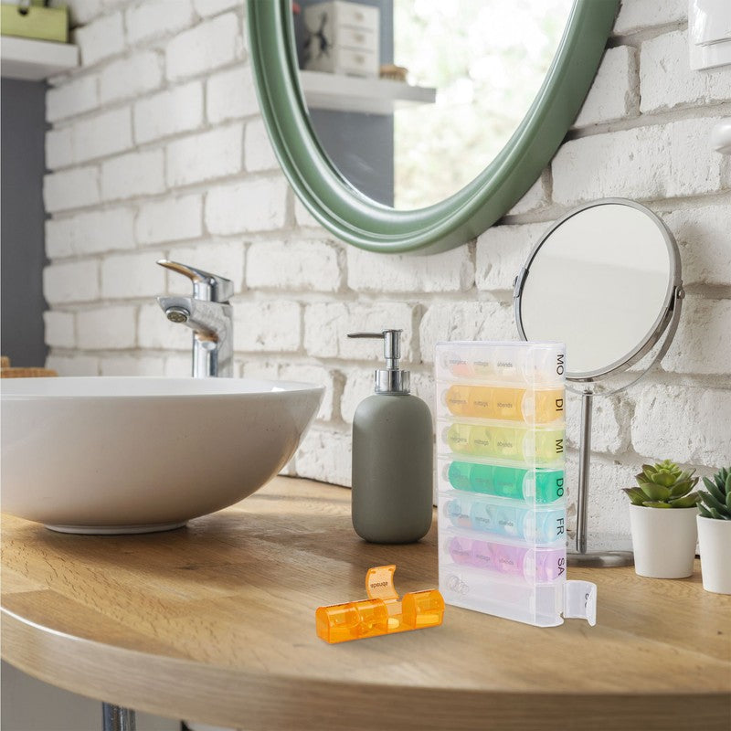 Tablettenbox PILLENBOX Pillendose 7 Tage 4 Fächer – Pillenorganizer für eine Woche DEUTSCH