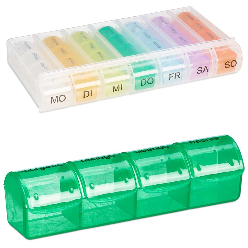 Tablettenbox PILLENBOX Pillendose 7 Tage 4 Fächer – Pillenorganizer für eine Woche DEUTSCH