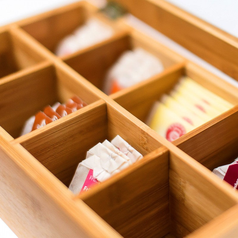 TEEBOX aus Bambus mit 8 Teekammern 28×16×9cm