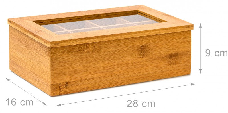 TEEBOX aus Bambus mit 8 Teekammern 28×16×9cm