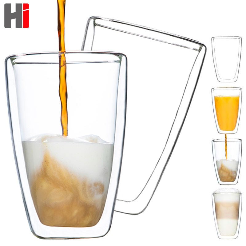 2er-Set Latte Macchiato Gläser THERMO-TRINKGLAS Trinkgläser Tee Glas doppelwandig aus Borosilikatglas 2×400ml