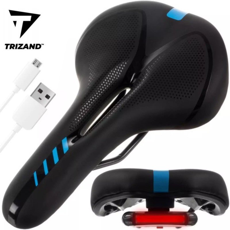 Komfort E-BIKE RENNER VELO SATTEL mit Rücklicht Fahrradsattel Velosattel SCHWARZ