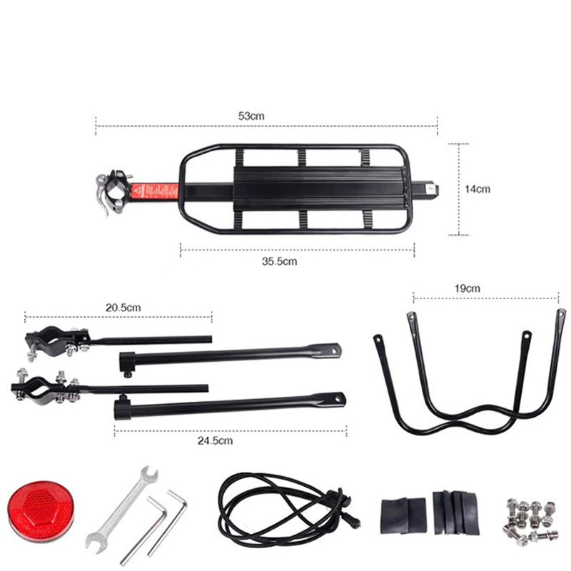 Schnellmontage Velo- Fahrrad GEPÄCKTRÄGER aus Aluminium bis 30kg SCHWARZ