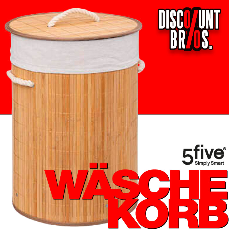 Wäschebox WÄSCHEKORB Wäschesammler Bambus rund NATUR 48l