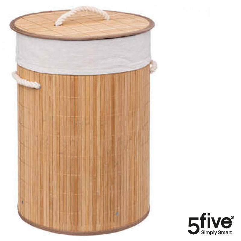 Wäschebox WÄSCHEKORB Wäschesammler Bambus rund NATUR 48l