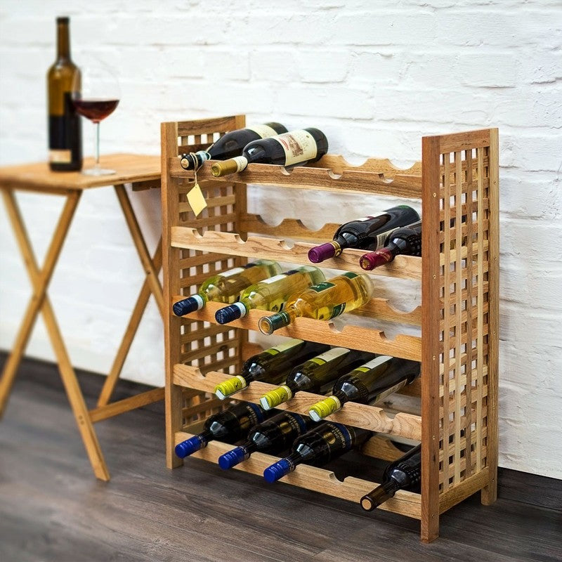 Weinflaschenhalter WEINREGAL für 25 Flaschen aus Walnuss Holz STAPELBAR
