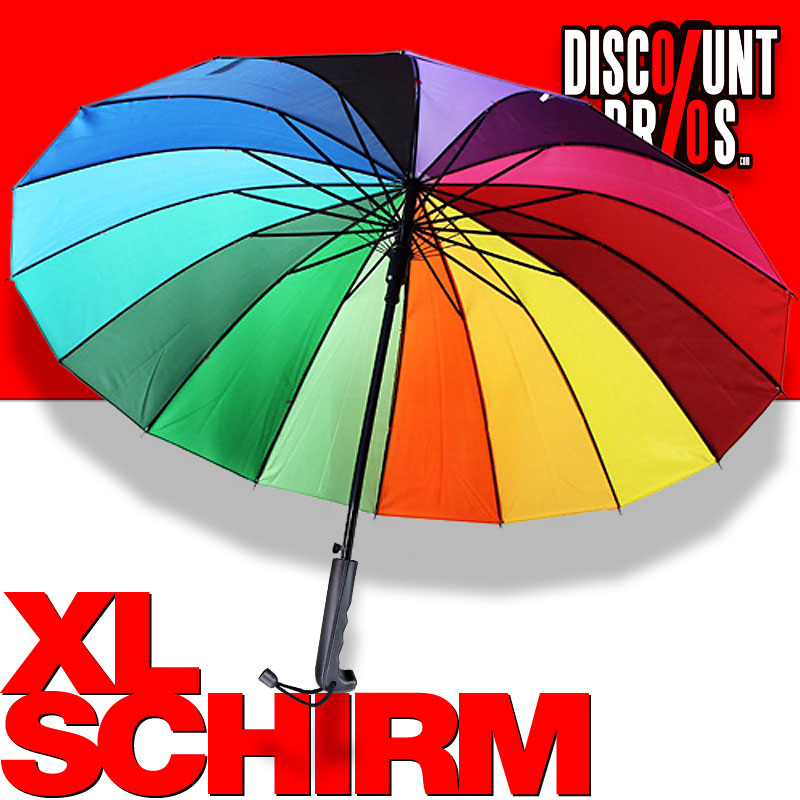 Grosser Regenbogen XL Golf REGENSCHIRM Automatiköffnung Ø112cm