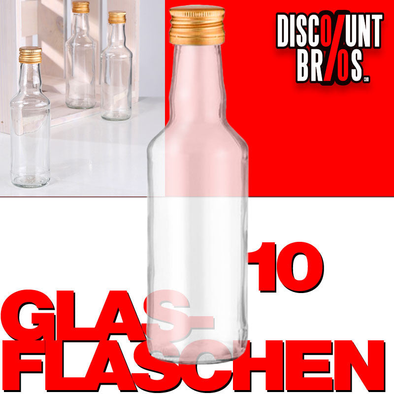 10er-Set 200ml GLASFLASCHEN mit DECKEL Flasche Schraubdeckel Schraubflasche Schraubverschluss PP28