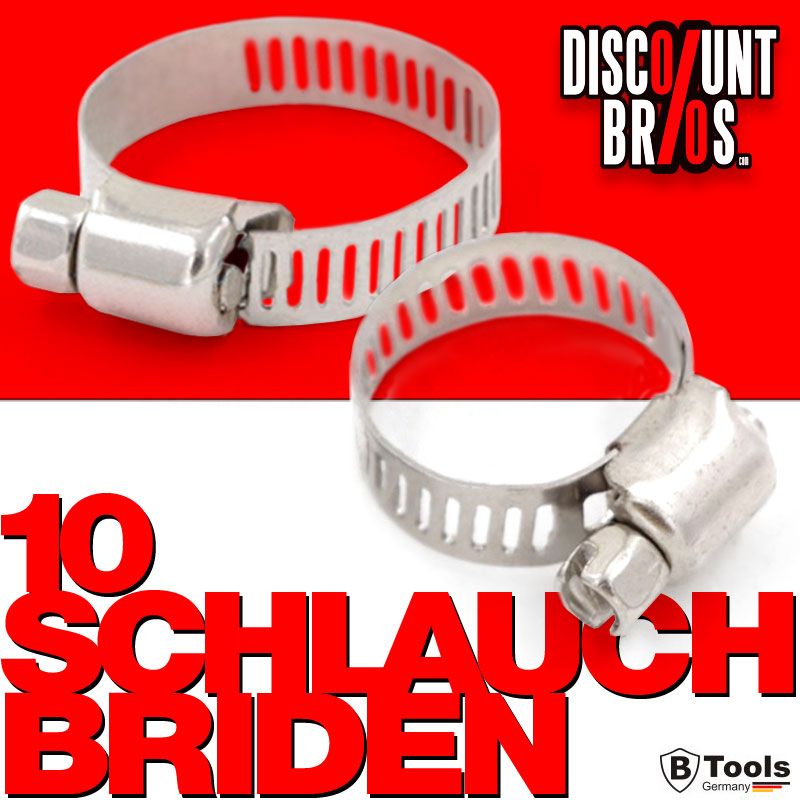 10er-Set SCHLAUCHBRIDEN Schlauchschellen Schlauchklemmen Schlauchringe 7–29mm