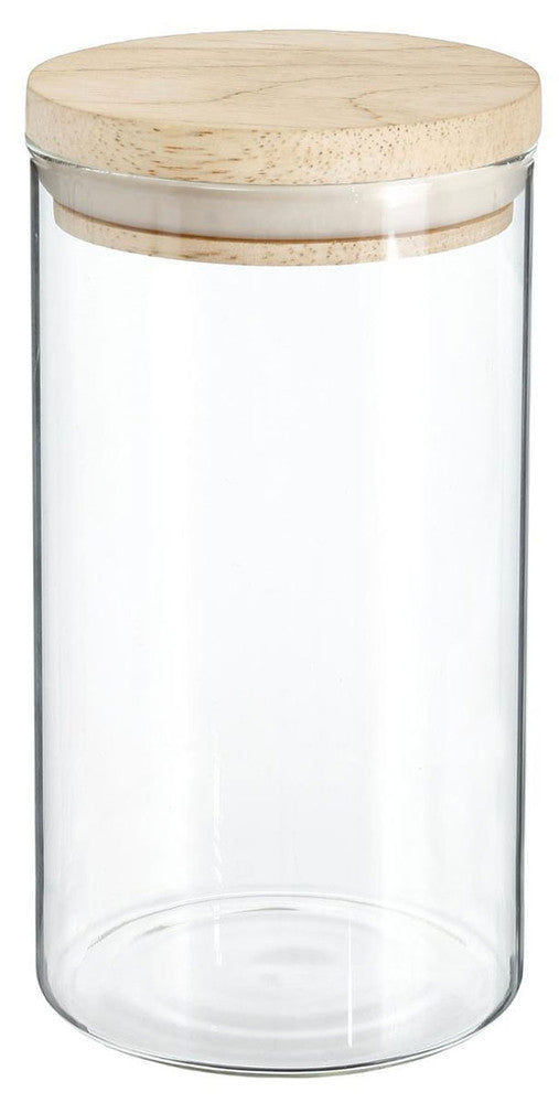 1,3 Liter VORRATSGLAS mit HOLZDECKEL Vorratsbehälter Aufbewahrungsglas transparentes Glas