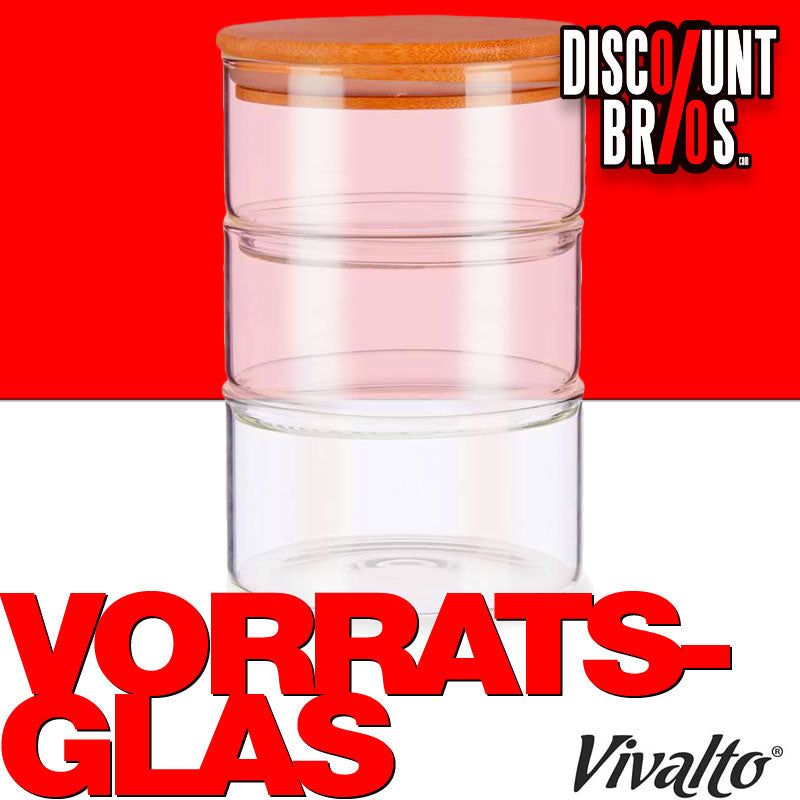 Stapelbares 3er-Set VORRATSGLAS mit BAMBUSDECKEL Vorratsbehälter Aufbewahrungsglas Glas Borosilikatglas 3x400ml 1200ml