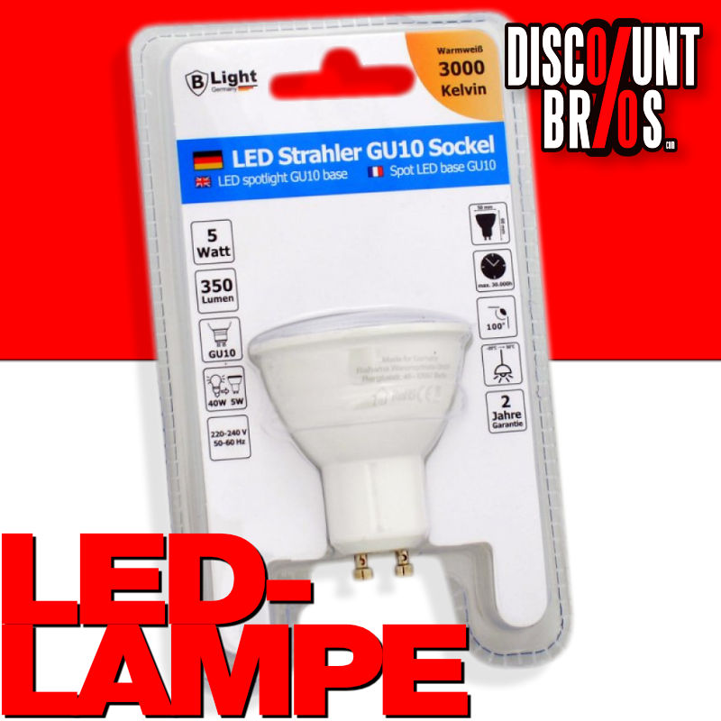 A+ LED LAMPE STRAHLER Glühbirne 5W 350 LUMEN warmweiss Leuchtmittel mit GU10-Fassung