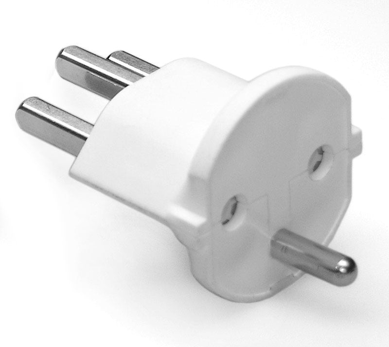 Permanent Fix-Adapter Stecker SCHUKO ( Typ F CEE 7 ) zu Schweiz ( Typ 23 T23 16A ) WEISS