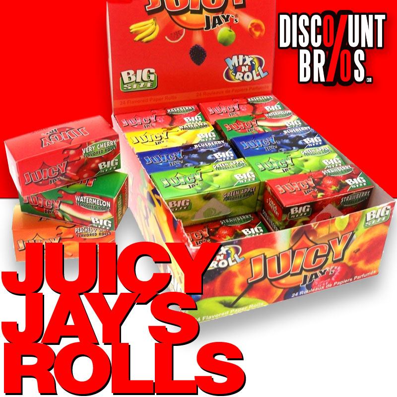 24 × Juicy Jay ROLLS mit Geschmack BIG SIZE TRAY Papers Rolle 5m Zigarettenpapier 5m×54mm