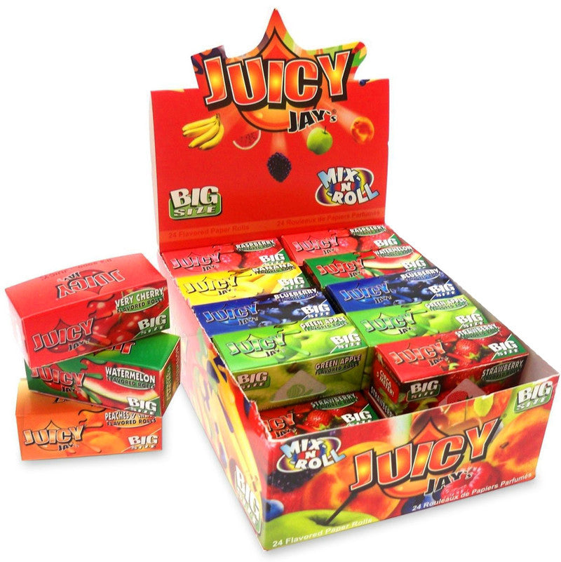24 × Juicy Jay ROLLS mit Geschmack BIG SIZE TRAY Papers Rolle 5m Zigarettenpapier 5m×54mm