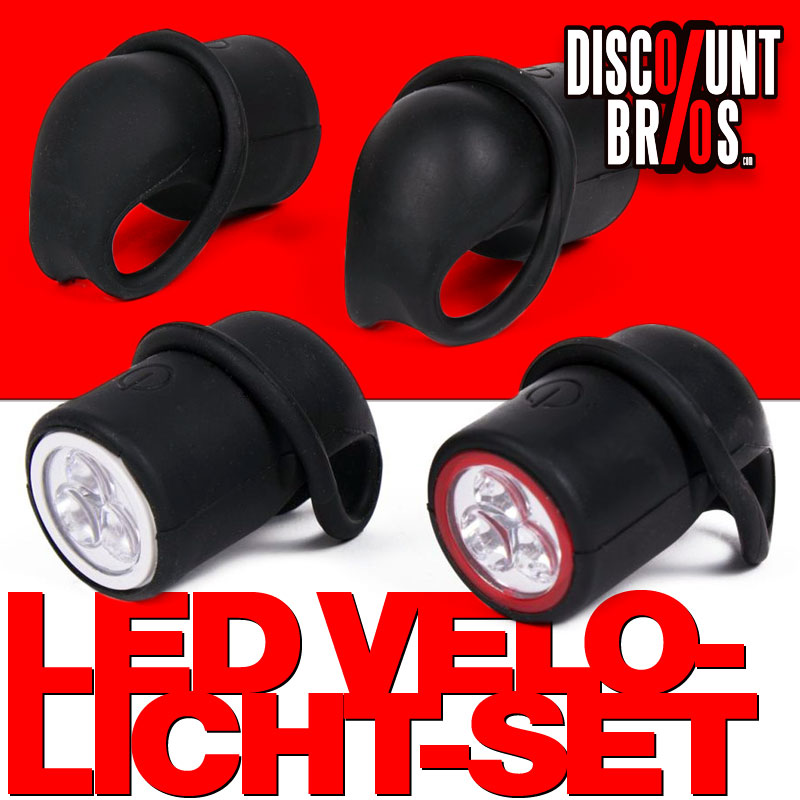 Front- + Rücklicht 3 LED VELOLICHT SLILIKON Fahrrad Frontleuchte und Rückleuchte