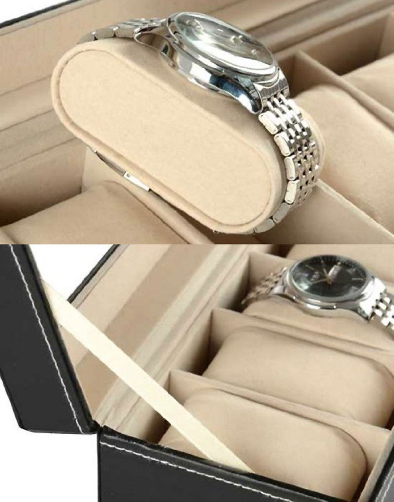 Edle BRILLEN UND UHRENBOX Brillenbox Uhrenkoffer Schaukasten für 6 Uhren + 3 Brillen