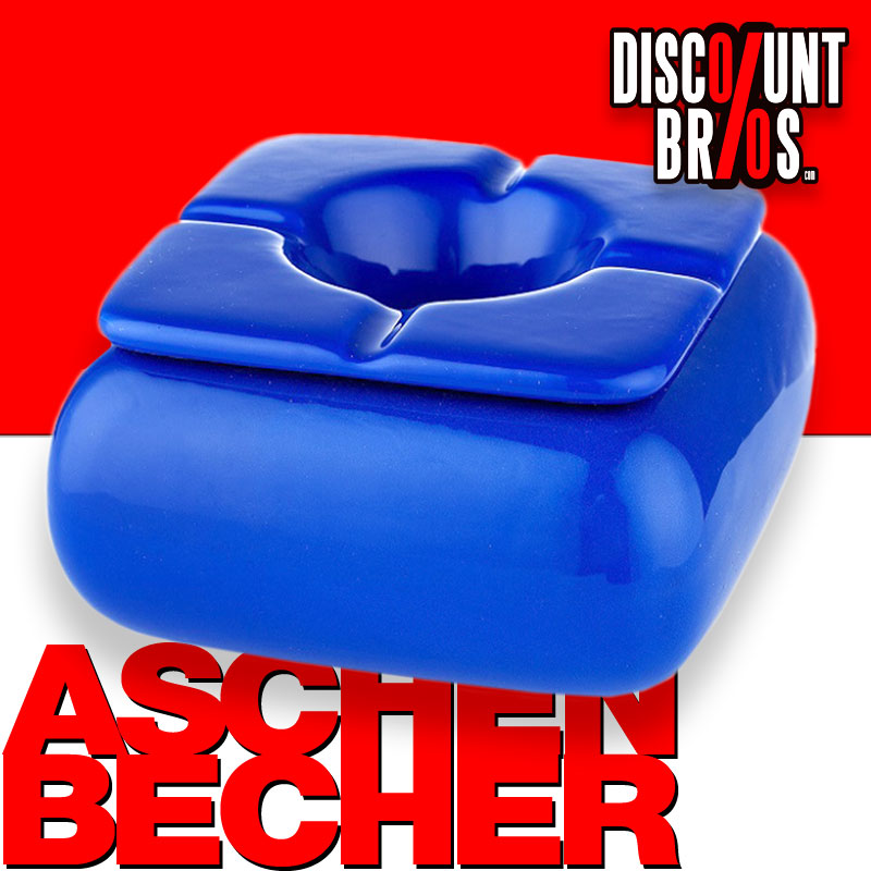 Aschenbecher STURM-ASCHENBECHER aus Keramik BLAU 12×12cm