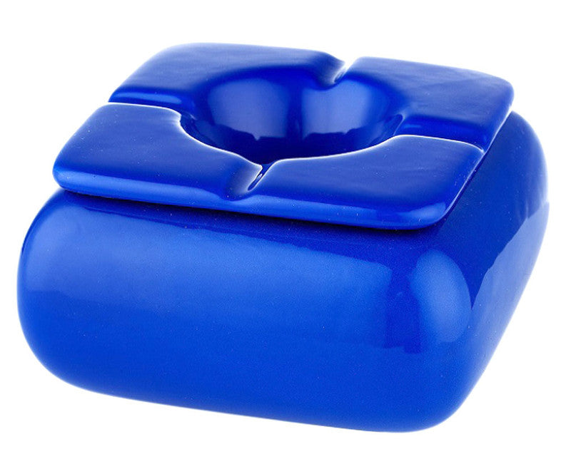 Aschenbecher STURM-ASCHENBECHER aus Keramik BLAU 12×12cm