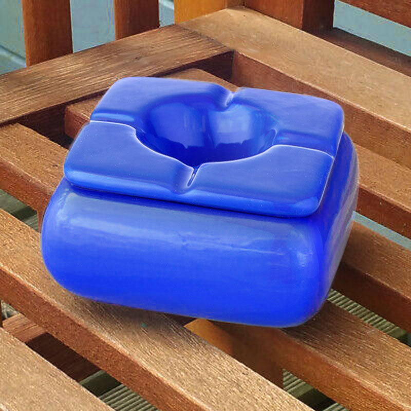 Aschenbecher STURM-ASCHENBECHER aus Keramik BLAU 12×12cm