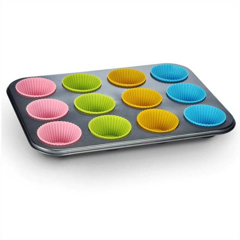Cupcake Muffin BACKFORM antihaftbeschichtet mit 12 Silikonförmchen