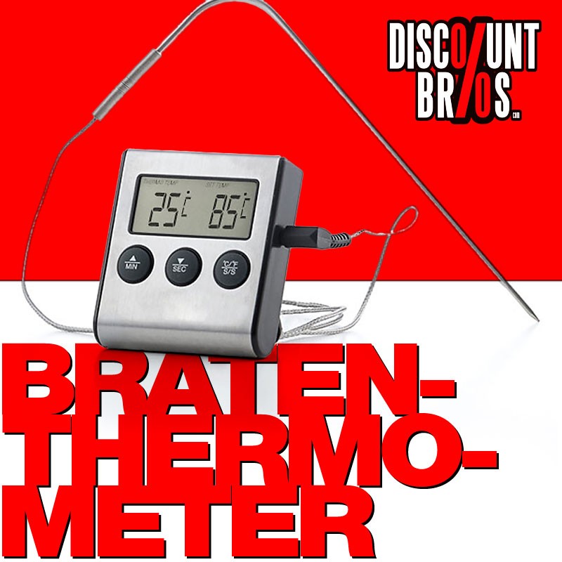 Digitales BRATEN-THERMOMETER Backofen- Grill- Fleisch- Thermometer